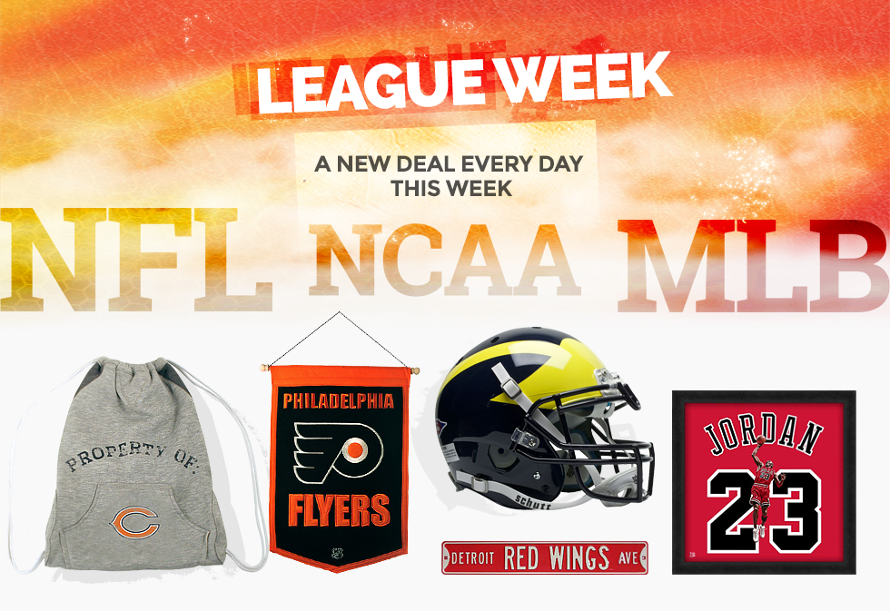 League Week - A New Deal Every Day for NCAA, NFL, MLB, NBA, and NHL Products